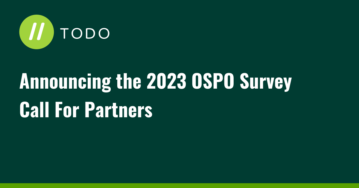 Announcing the 2023 OSPO Survey Call For Partners