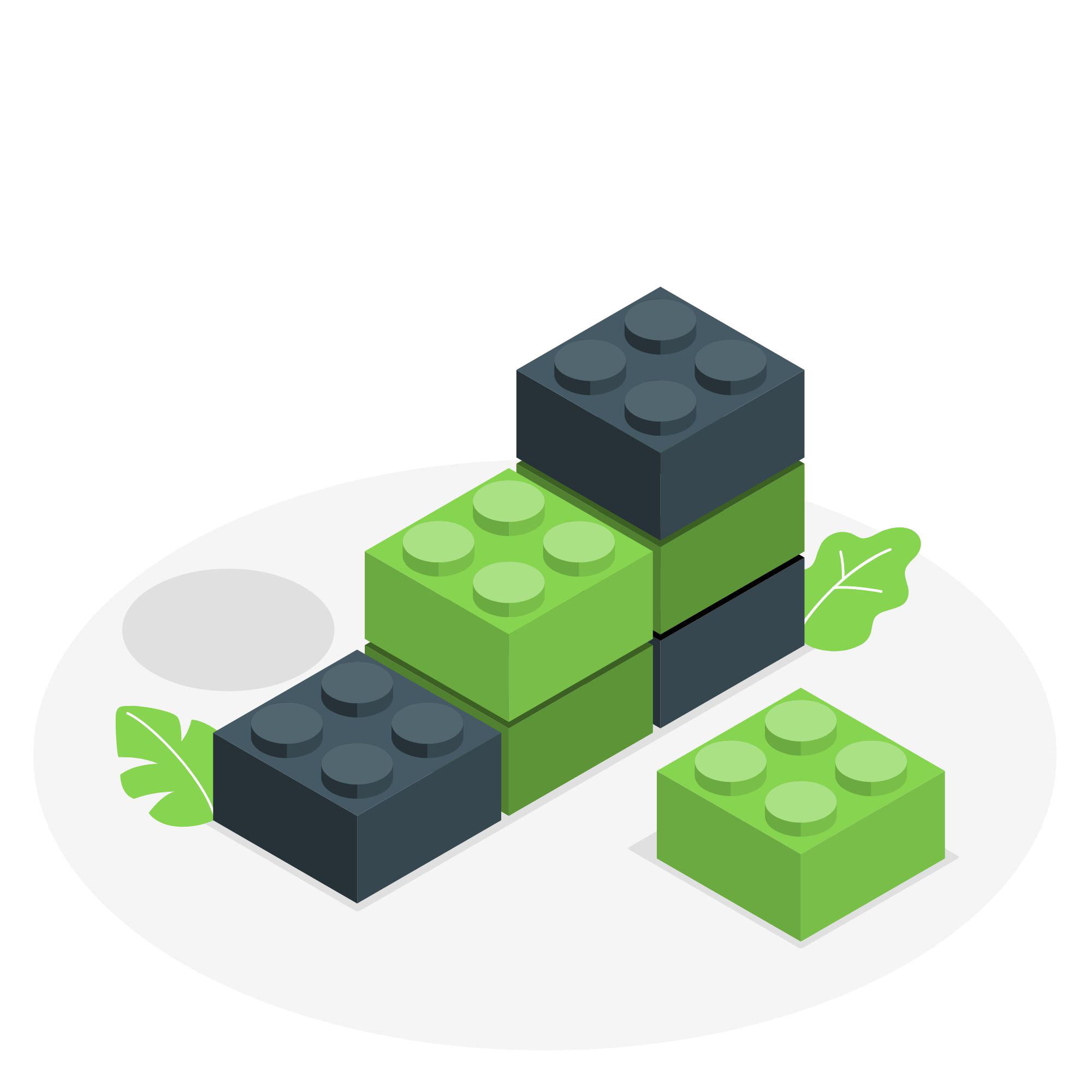 Original TODO illustration of green and charcoal building blocks