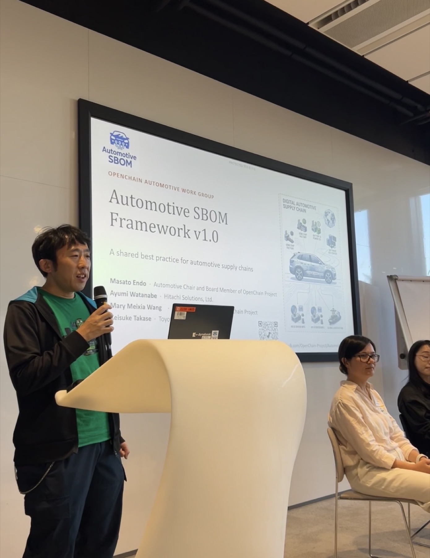 Masato Endo presenting the Automotive SBOM Framework.